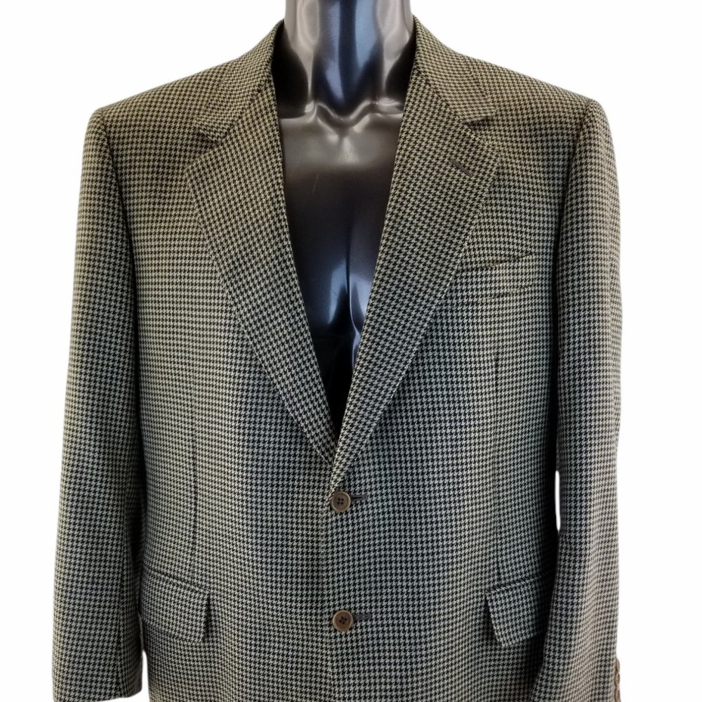 Canali Men’s Gold Houndstooth Wool Sport Coat Blaz